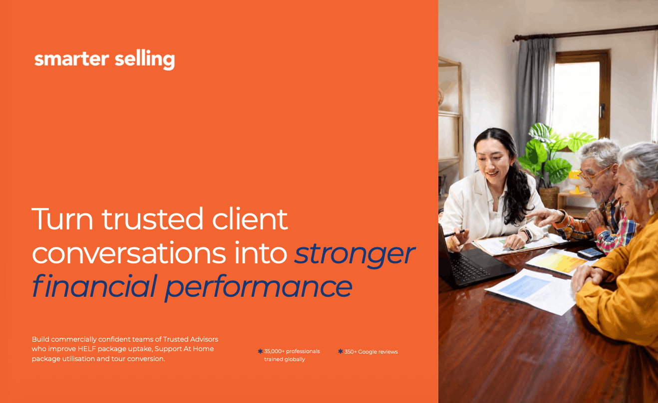 Smarter Selling Aged Care sales training  brochure